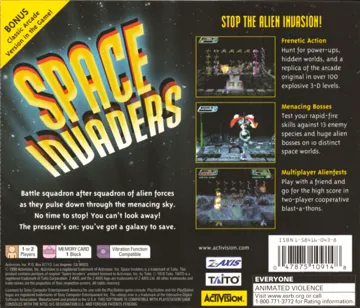 Space Invaders (US) box cover back